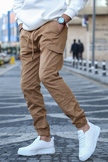 SERAZAT Men's Cotton Lycra Cargo Pocket Trousers Side Pocket Pants