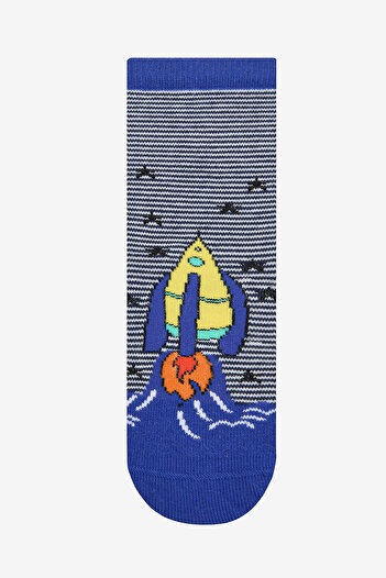 Penti Boy's Rocket in Space 3-Piece Navy Blue Socks