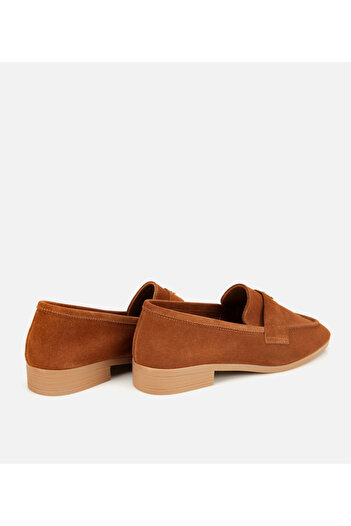 Hotiç Kadın Süet Deri Taba Yumuşak Dokulu Klasik Loafer