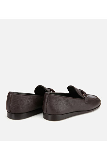 Hotiç Erkek Deri Kahverengi Toka Detaylı Klasik Loafer