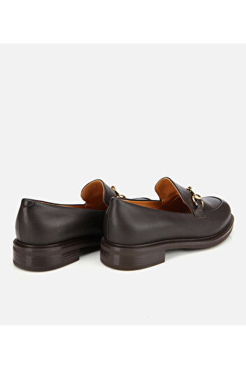 Hotiç Kadın Deri Kahverengi Tokalı Klasik Loafer