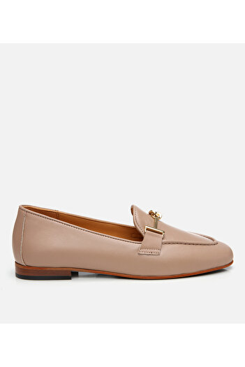 Hotiç Loafer clasic cu cataramă din piele de damă bej