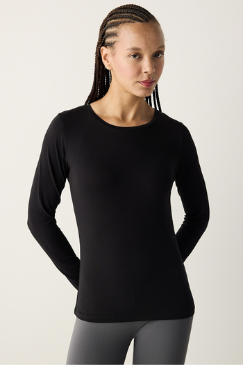 Penti Cotton Black Basic Long Sleeve Top