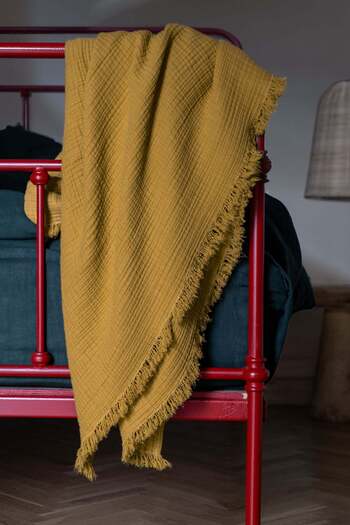 Barine Cocoon 4-Layer Muslin Bedspread Mustard Yellow