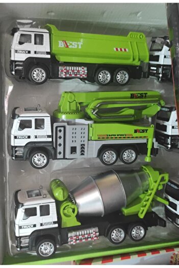 berattoys 20cm metal iş makinaları 3lü set beton pompası beton mikseri oyuncak kamyon iş araçları