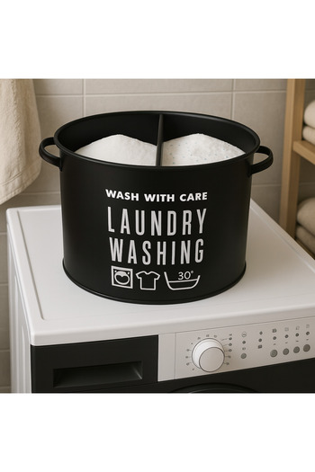hemlife 2 Compartment Detergent Storage Box Printed Laundry Detergent Box with Lid