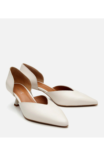Hotiç Women's Leather Ecru Thin Heeled Stiletto