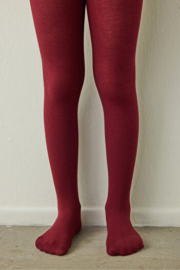 Penti Girl's Pretty Extra Cotton Burgundy Pantyhose