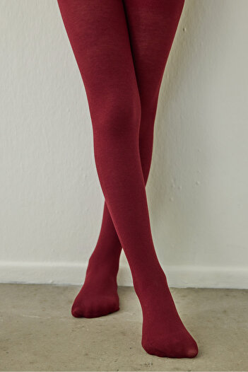 Penti Girl's Pretty Extra Cotton Burgundy Pantyhose
