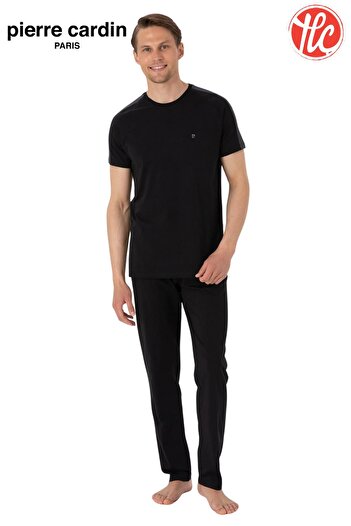 Pierre Cardin Men's Crew Neck Combed Cotton Short Sleeve Pajama Set
