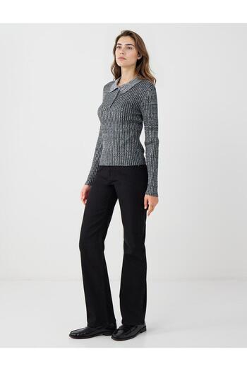 Jimmy Key Black Regular Leg High Waist Denim Pants