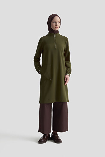 Armine Collar Zipper Sleeves Ribbed Tunic Autumn-Winter