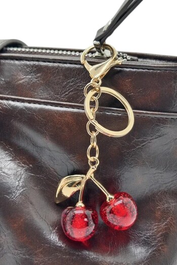 safestore Glitter Cherry Gold Detailed Red Viral Bag Charm Bag Ornament / Keychain