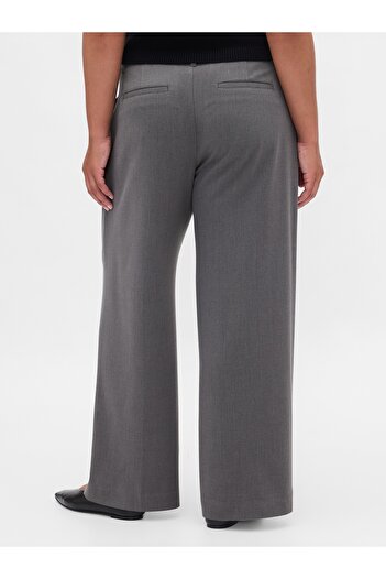 GAP Kadın Açık Gri 365 Low Rise Brushed Twill Pileli Pantolon
