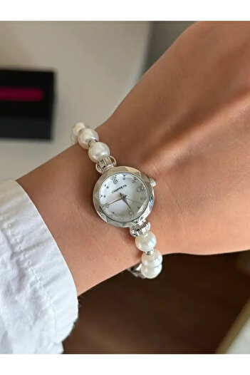 RoseandRoses Jean Pearl Cord Women's Wristwatch Silver