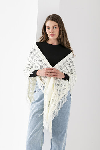 Cebe Triangular Openwork Tassel Shoulder Shawl – Women's Shawl & Elegant Shoulder Accessory