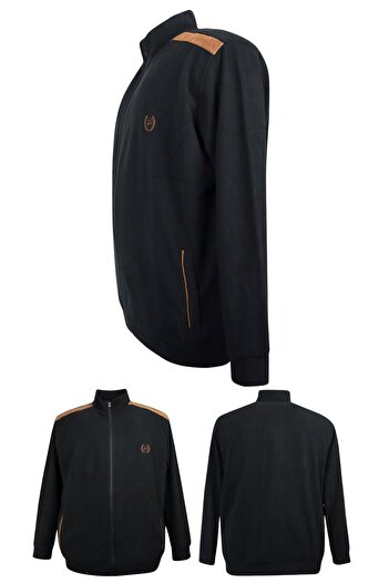 marufshop Men's Large Size Cotton Wide-Fit Stand-Up Collar Zippered Sweat Coat Suitable for Weight between 122-158 Kilograms