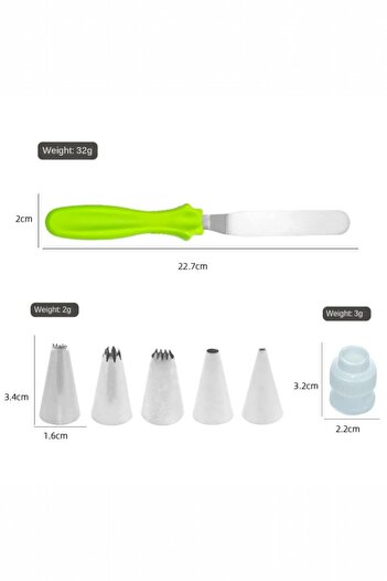 safestore Cream Piping Bag Set 8 Pieces Cream Cake Decorating Bag with Stainless Steel Tips + Spatula Gift