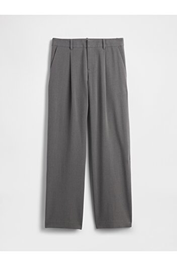 GAP Kadın Açık Gri 365 Low Rise Brushed Twill Pileli Pantolon