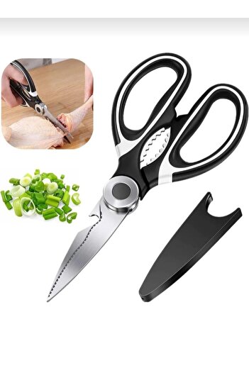 Single Stainless Steel Sharpened Kitchen Scissors Fish Meat Vegetable Multi-Purpose