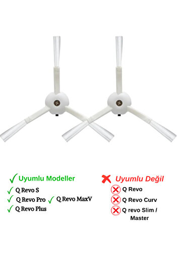 RotRever Roborock Qrevo S / Qrevo Pro / Qrevo Maxv / Qrevo Plus Compatible White Side Brush Replacement Set-2 Pieces