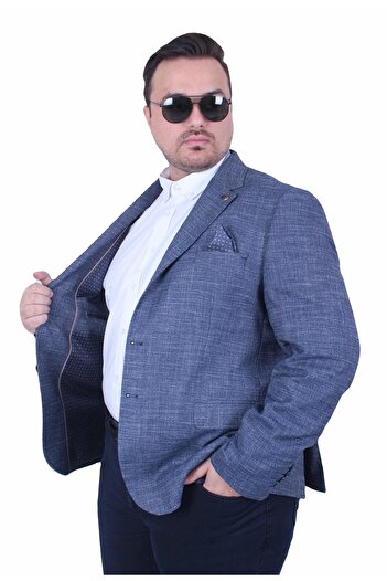 MocGrande Ανδρικό μπλέιζερ μεγάλου μεγέθους 6 Drop Blazer Tuna Jacket 500601 ΣΚΟΥΡΟ ΜΠΛΕ
