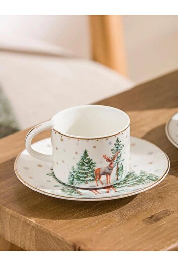 LC Waikiki New Year Themed Porcelain Coffee Cup Set for 2 People 90 ml (W5)