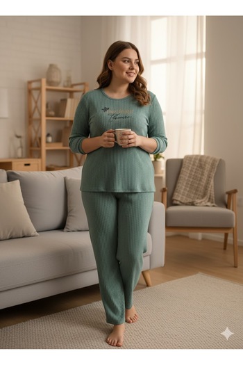 FAMES PİJAMA Women's Green Inspired Pajama Set