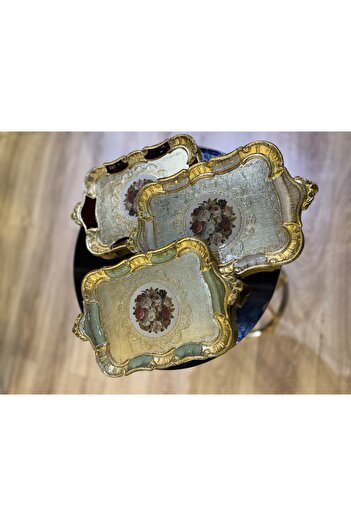 masi Esterhomedecor 6-Piece Single-Person Original Rosewood Rectangular Serving Tray