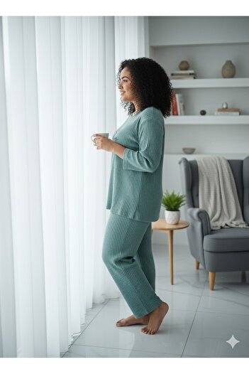 FAMES PİJAMA Women's Green Pumpkin Pajama Set