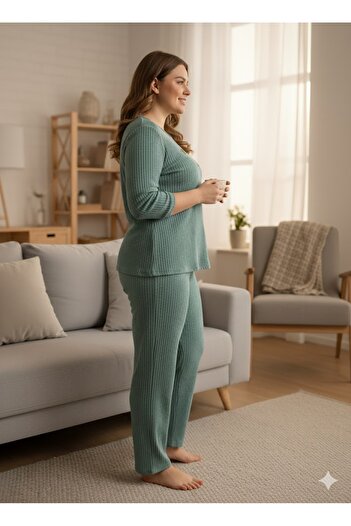 FAMES PİJAMA Women's Green Inspired Pajama Set