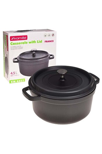 Kamille Traditional Cooking Pot, Aluminum, 4.5L, 24 x 11.5 cm, Black