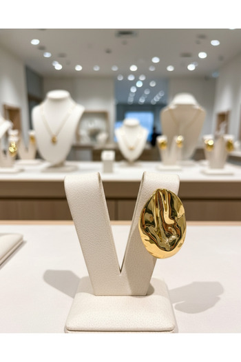sparkandsoul Gold Oval Ezme Detay Küpe-1Çift