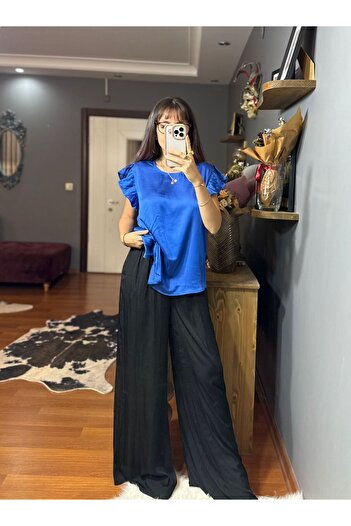 LUJJE Silk Satin Self-Tie Detailed Design Blouse