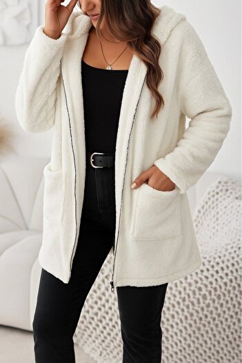 JANES Women's Long Sleeve Hooded Welsoft Jacket with Front Zipper and Pockets