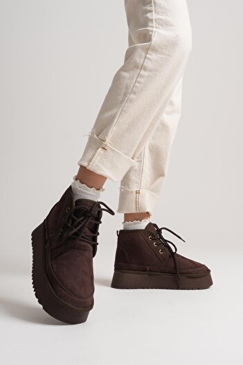 Esilapark Women's Lace-Up Thick-Soled Wool-Lined Suede Boots