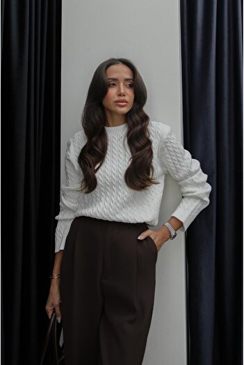 Havoş Ecru Tuti Braided Sweater