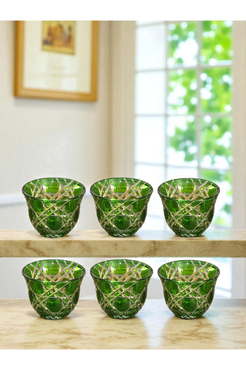 AYZ HOME 6-Piece Colorful Cut Crystal Glass Coffee Side Tray / Mirra Set