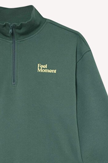 DeFacto Kız Çocuk 2li Takım Baskılı Yarım Fermuarlı Sweatshirt Geniş Paça Eşofman Altı F8401a825wn