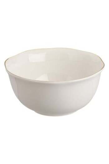SHOPIENS Porcelain Beige Bowl "Wavy Gold Metallic" 480 ml