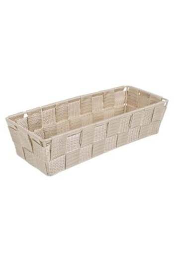 Jumbo Beige Woven Rattan Storage Basket 26 x 10 x 6 cm