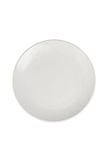 SHOPIENS Ceramic Plate White with Linear Relief Pattern for Fruits 'Wave' 19 cm