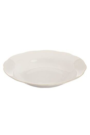 SHOPIENS Deep Plate Beige Porcelain 'Wavy Gold Metallic' 300 ml