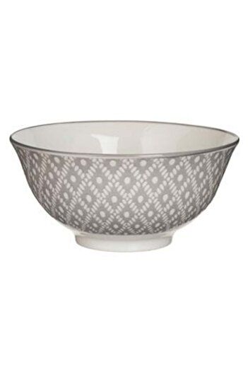SHOPIENS Porcelain Bowl with Gray and White Pattern, 600 ml