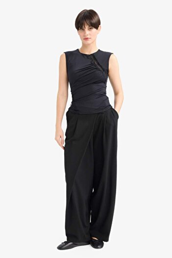 DeFacto Slim Fit Slim Fit Crew Neck Lace Detail Sleeveless Blouse G4116Ax25Au