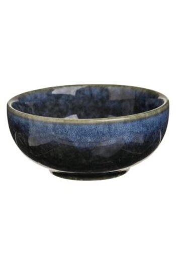 SHOPIENS Round Bowl for Sauce and Dip Blue 'Blue Reactive Glaze Nordic' 90 ml