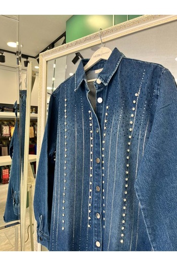 MERAM BUTİK Dna Stone Denim Shirt - Navy Blue - Standard