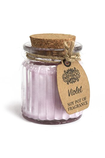 OEM Scented Candle from Soy Wax, Violet Aroma, in Glass Jar with Cork Lid