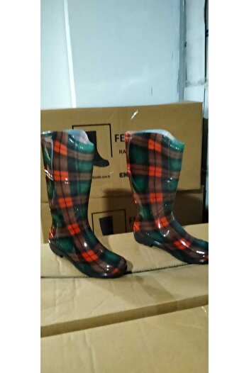 Emek Emek__Rainboots_Long_Plaid_Green