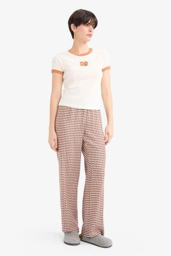 DeFacto Regular Fit Long Checkered Pajama Bottoms-Fall in Love (25 Au)